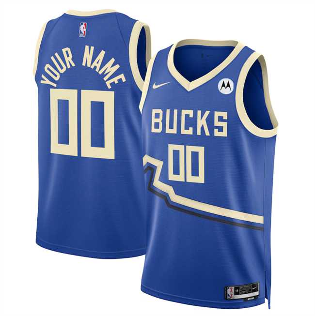 Men%27s Milwaukee Bucks Active Player Custom Royal 2024-25 City Edition Stitched Basketball Jersey